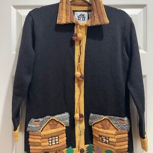 Storybook Knits Cabin Nature Theme Cardigan